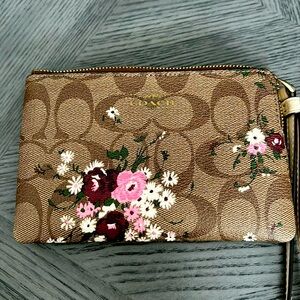 Coach floral print corner zip wristlet